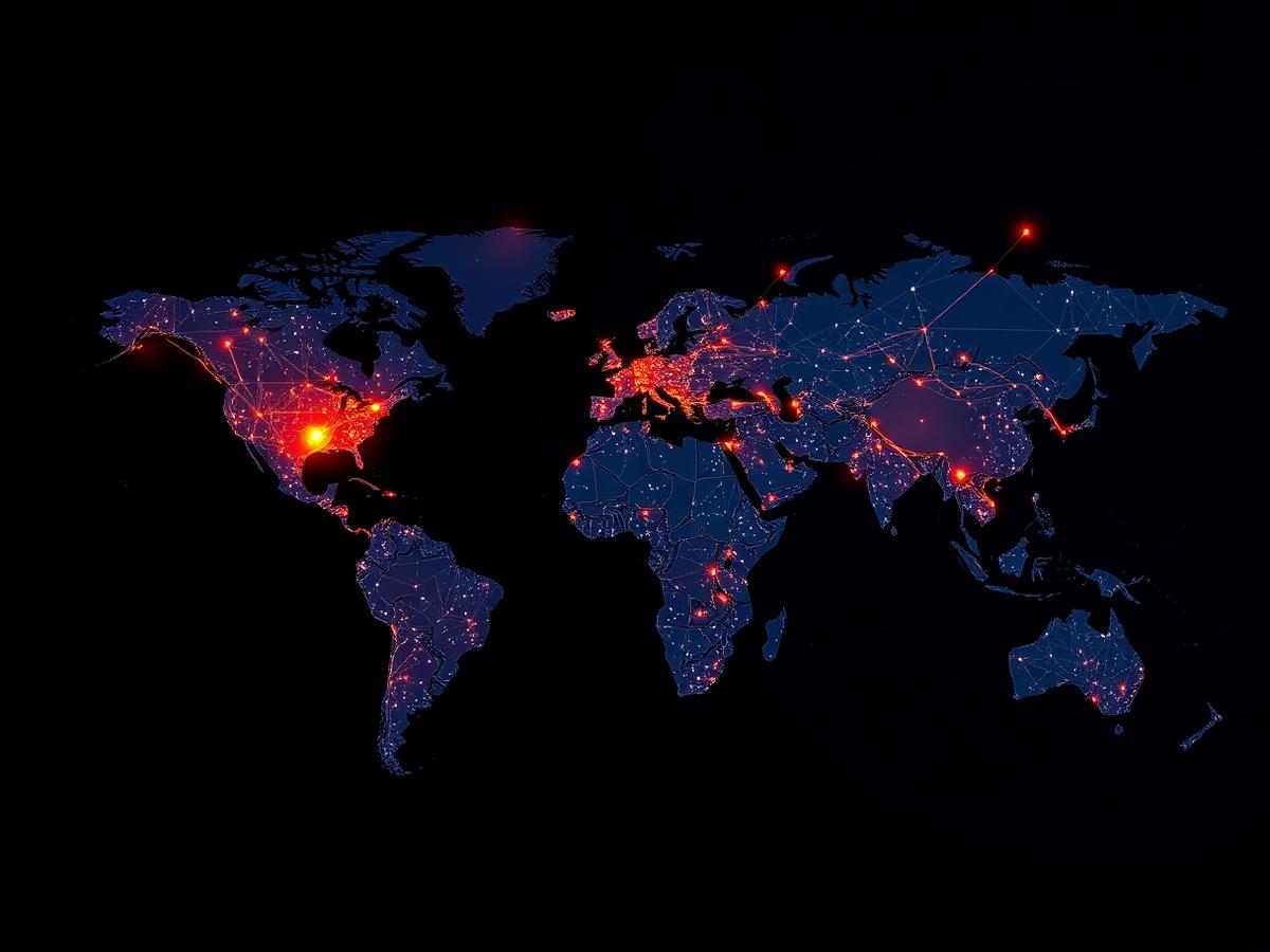 Illustration of a global network connecting talent across continents