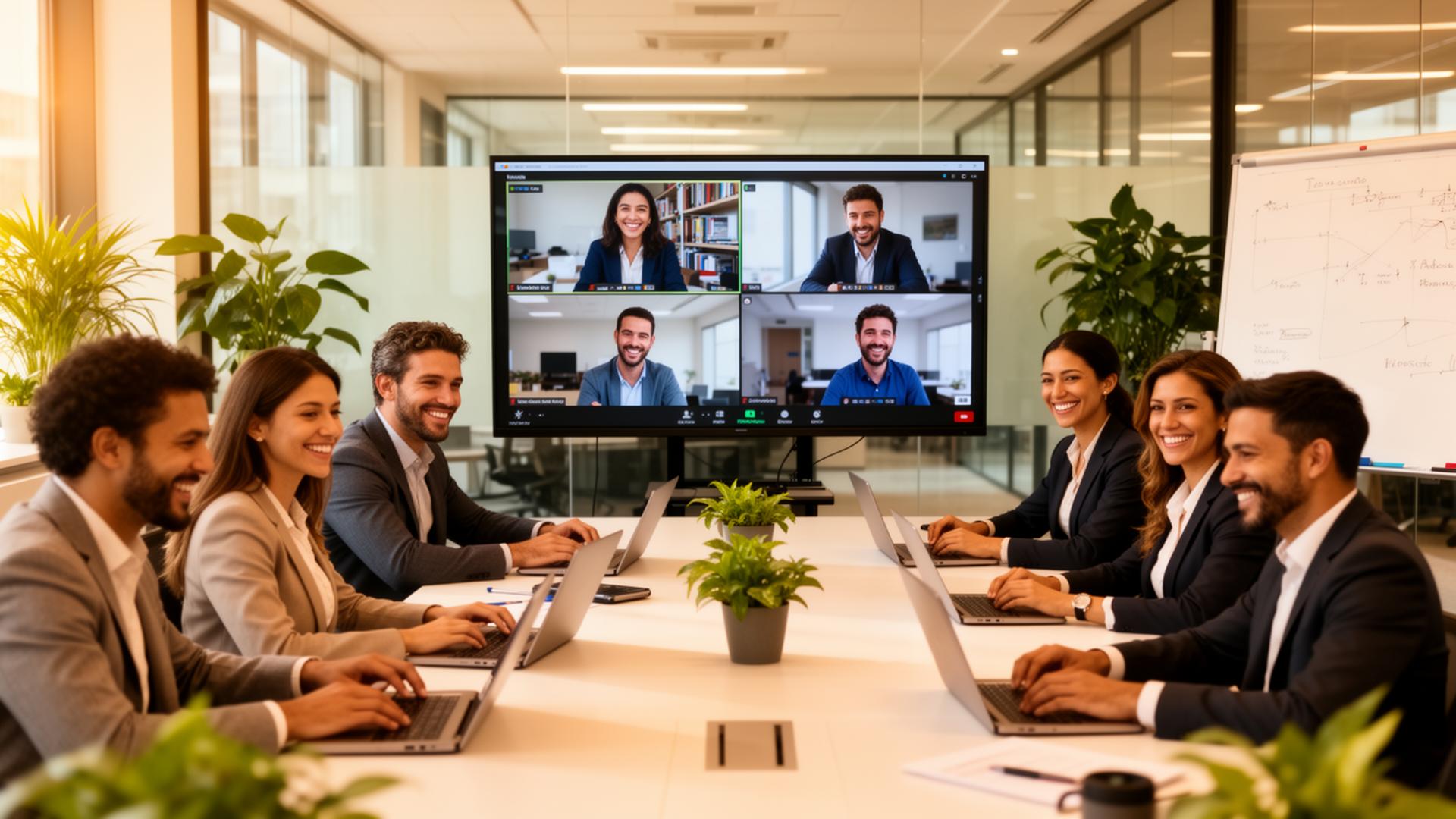 Diverse professionals collaborating remotely